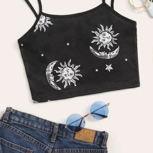 Star Moon Sun Print Cami Top